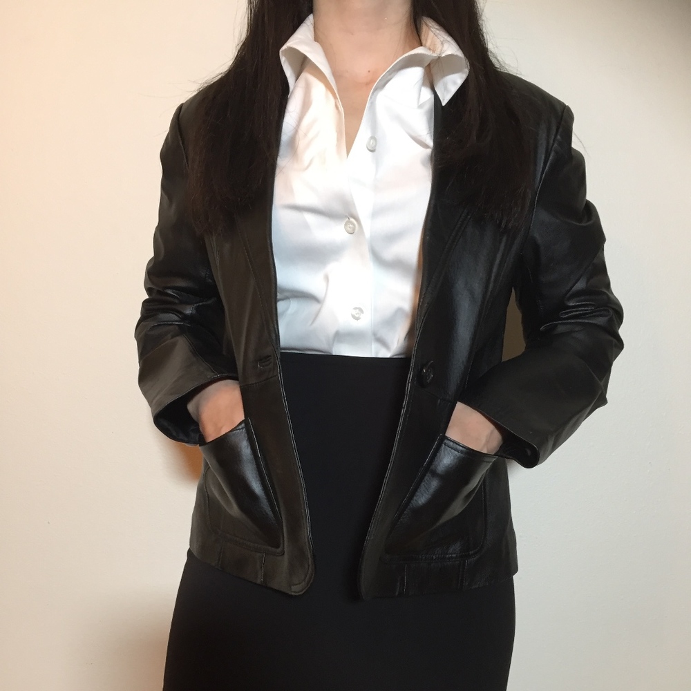Black Leather Sleeve Jacket